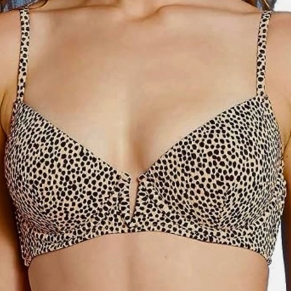 Shade & Shore Animal Print Underwire Padded Lift Bikini Top W/Adj Straps 32B
